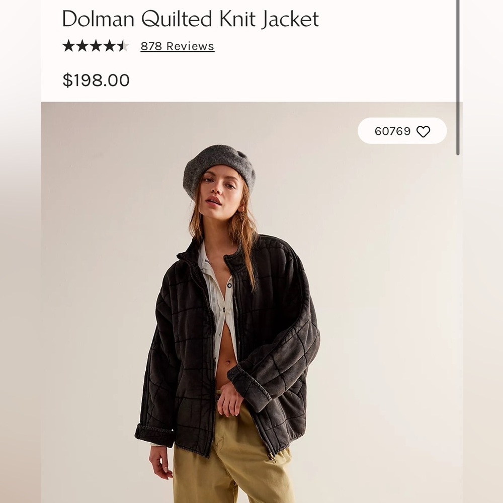 Free People Dolman Black Quilted Knit Jacket